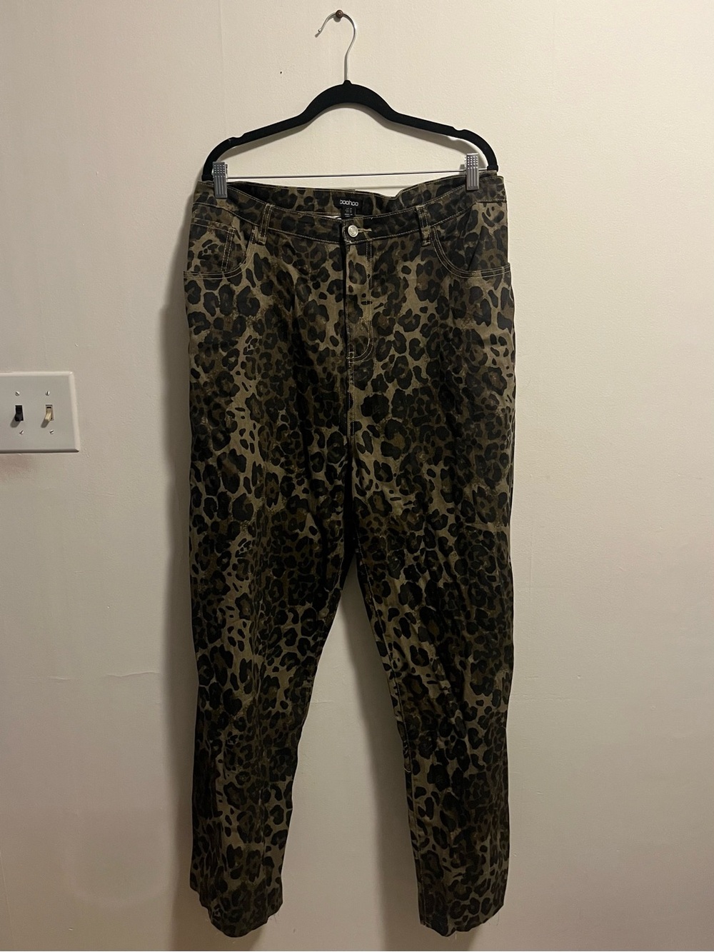 Boohoo Plus Brown Leopard Print Wide Leg Jeans